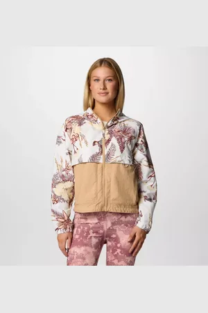 Columbia Spire Valley Windbreaker mit Kapuze und Print für Frauen - Sea Salt Outbacked Canoe Größe M
