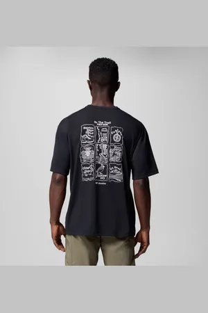 Columbia Cedar Trail Back technisches T-Shirt mit Grafik für Männer - Schwarz Trailguide Icons Größe XXL