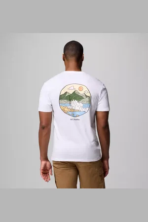 Columbia Stark Creek T-Shirt mit Grafik für Männer - Weiß Scoped Seascape Größe L