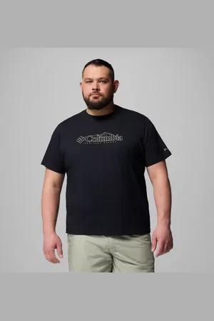 Columbia CSC Seasonal Logo Casual T-Shirt aus Bio-Baumwolle für Männer – erweiterte Größenauswahl - Schwarz Branded Peaks Größe 3X