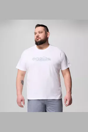 Columbia CSC Seasonal Logo Casual T-Shirt aus Bio-Baumwolle für Männer – erweiterte Größenauswahl - Weiß Branded Peaks Größe 6X