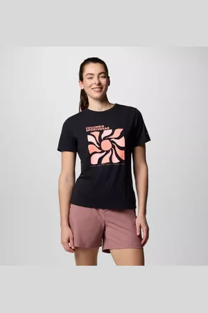 Columbia Sun Trek III technisches T-Shirt mit Grafik für Frauen - Schwarz Wavy Rays Größe S