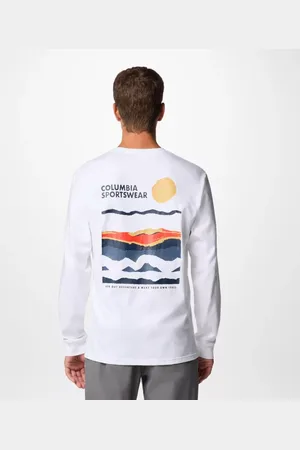 Columbia Explorers Canyon Longsleeve T-Shirt für Männer - Weiß Torn Sunscape Größe S