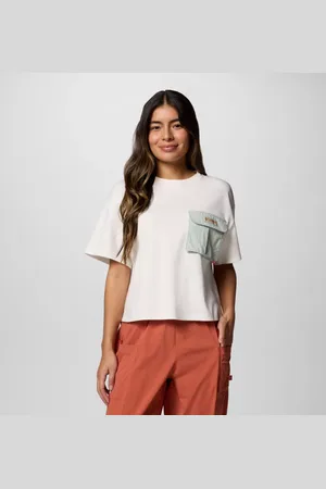 Columbia Cove Beach gecropptes T-Shirt mit Tasche für Frauen - Sea Salt Grün Größe XS