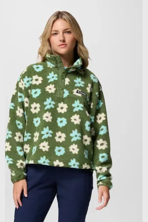 Columbia Helvetia II gecropptes Sherpa Half Snap Fleece mit Print für Frauen - Größe L