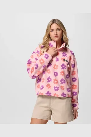 Columbia Helvetia II gecropptes Sherpa Half Snap Fleece mit Print für Frauen - Größe L
