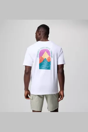 Columbia Cavalry Trail Grafik T-Shirt für Männer - Weiß 4Peaks Größe L