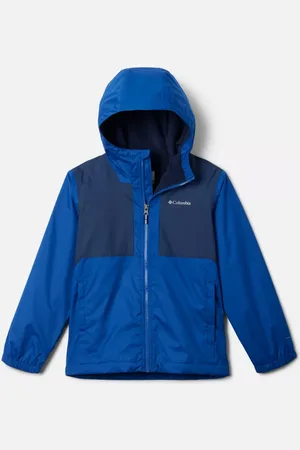 Columbia Rainy Trails II wasserdichte mit Fleece gefütterte Jacke für Jungen - Mountain Blue Blau Slub Größe XL (18 jahre)