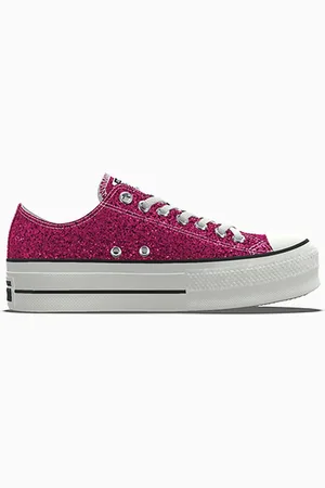 Converse Custom Chuck Taylor All Star Lift Platform Glitter By You Pink