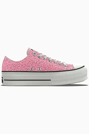 Converse Custom Chuck Taylor All Star Lift Platform Glitter By You Red