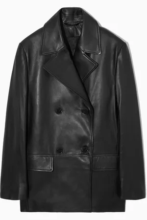COS Doppelreihige Lederjacke