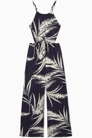 COS Rückenfreier Jumpsuit Aus Leinen Mit Blumenmotiv