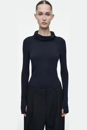 COS Jersey-Oberteil Mit Stehkragen