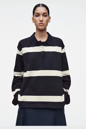 COS Lockeres Langärmliges Poloshirt Mit Streifen