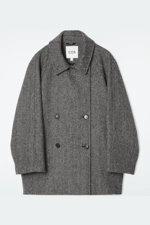 COS Doppelreihige Oversized-Cabanjacke Aus Wolle