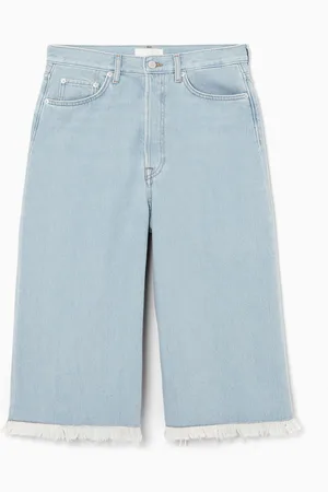 COS Lange Jeans-Shorts Mit Fransenkanten