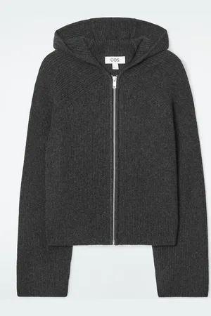 COS Gerippte Kapuzenjacke Aus Merinowolle