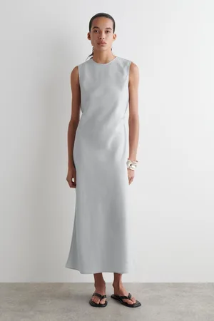 COS Schräg Geschnittenes Midikleid Aus Leinen-Mix