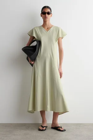 COS Midikleid Aus Baumwolle Mit Blütenärmeln