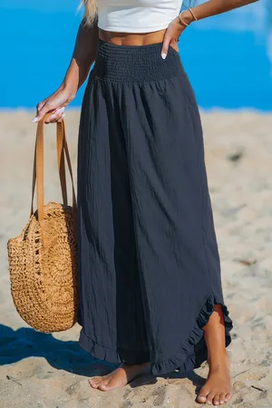Cupshe Reine Baumwolle Hose mit geradem Bein und Rüschenbesatz