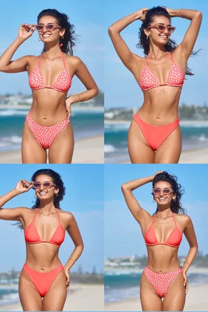 Cupshe Gepunkteter Ultra Cheeky Neckholder-Wendebikini im Set