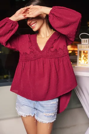 Cupshe Top mit V-Ausschnitt und Blousonärmeln