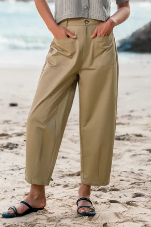 Cupshe Braune Baumwollhose mit fallendem Bund und spitz zulaufendem Bein