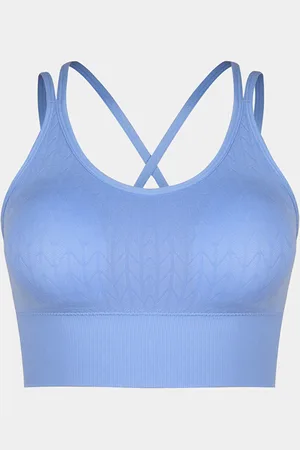 Cupshe Nahtlos Blaues ärmelloses Crop-Top mit Rundhalsausschnitt