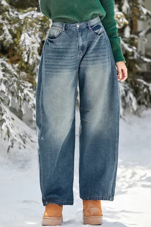 Cupshe Whiskered & Fade-Jeans mit weitem Bein