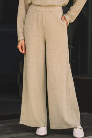 Cupshe Khakifarbene Strickhosen mit weitem Bein