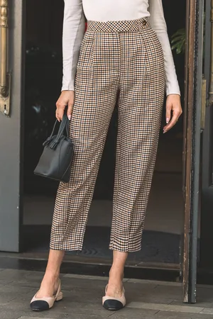 Cupshe Orangefarbene Gingham-Hose mit spitz zulaufendem Bein