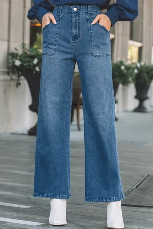 Cupshe Blaue Denim-Jeans mit ausgestelltem Bein