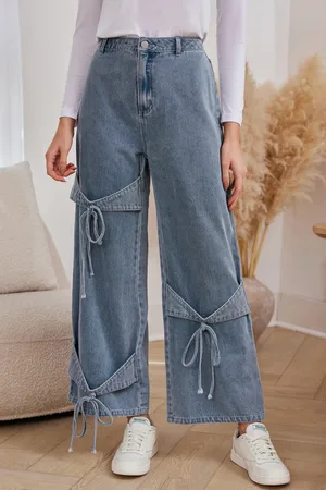 Cupshe Blaue Denim-Riemenjeans mit geradem Bein