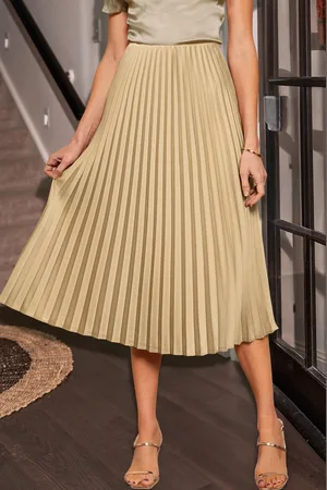 Cupshe Hellbrauner plissierter Satin-Midirock