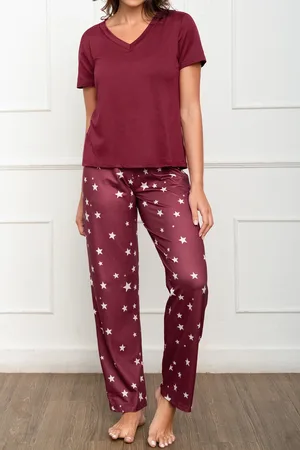Cupshe Rotes kurzärmeliges Pyjama-Set mit Sternendruck