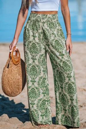 Cupshe Grüne Damast-Hose mit weitem Bein