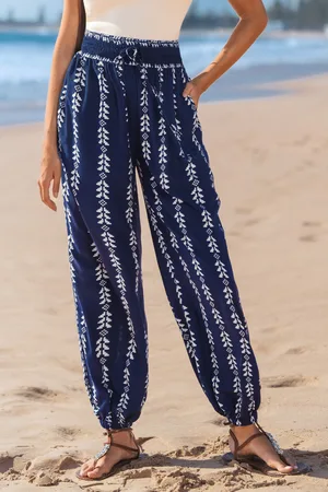 Cupshe Marineblaue Boho-Strandhose mit konischem Schnitt