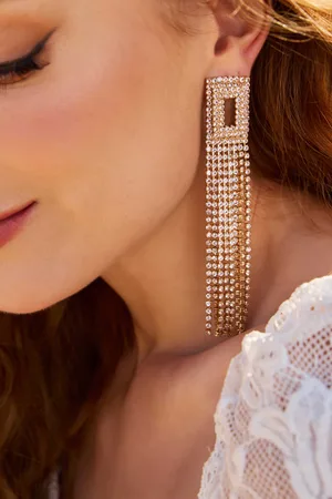 Cupshe Ohrringe mit künstlichen Diamanten und Fransendetail