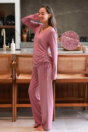 Cupshe Rundhals Langarm-Pyjama-Set