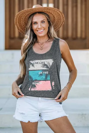 Cupshe Live Life On The Beach Grafik-Tank-Top