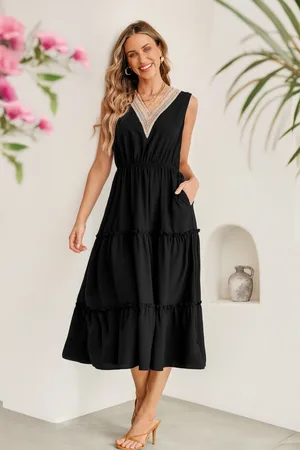 Cupshe Schwarzes ärmelloses Midikleid