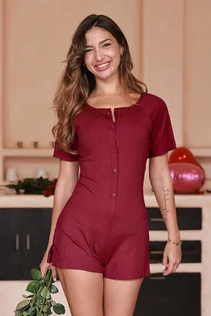 Cupshe Roter Pyjamastrampler