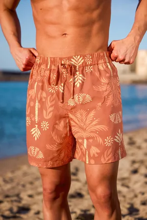 Cupshe Tropische Herren-Badehose mit Kordelzug