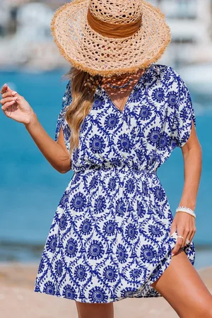 Cupshe Boho Verziertes Mini-Strandkleid mit elastischer Taille