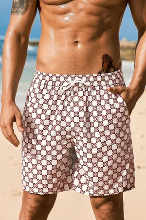 Cupshe Karierte Herren-Badehose mit Kordelzug