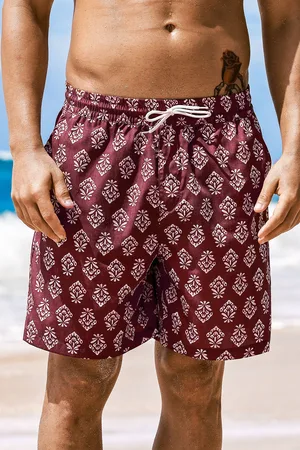Cupshe Verzierte Rote Herren-Badehose mit Kordelzug