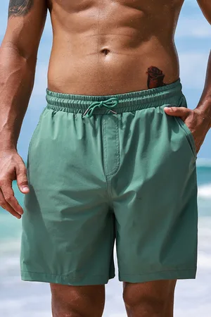 Cupshe Grüne Herren-Badehose mit Seitentaschen