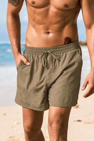 Cupshe Olivenfarbene Herren-Badehose