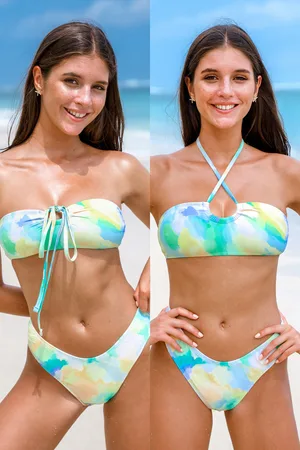 Cupshe Tie-Dye Neckholder-Bikini-Set mit Schlüsselloch-Detail