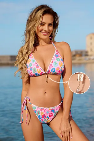 Cupshe Neckholder-Bikini-Set mit Animal-Print